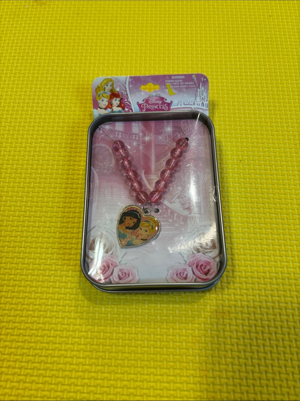 Disney Princess Pink Beaded Heart Necklace for Kids